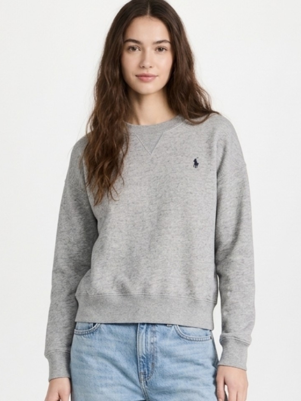 Polo by Ralph Lauren Embroidered Logo Crewneck Sweatshirt In Heather Gray - L